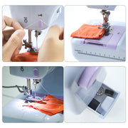 Flrhsjx Heavy Duty Sewing Machine for Beginners, 12 Built-in Stitches with Reverse Sewing, Portable Purple with Accessories