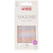 KISS Voguish Fantasy Press On Nails, Ending Scene Blue White Checkerboard, Medium Coffin, 28 Count