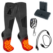 ActionHeat AH-SK-3V-W-L-XL Wool 3.7V Rechargeable Heated Socks 2.0 with Remote, L/XL
