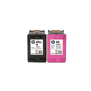 HP 3YP23AN#140 64 CLR/64XL BLK Ink Cartridge Combo 2-Pack