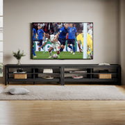 Wampat Classic Stable TV Stand, Farmhouse Barn Door Design, Black Wood Grain, Fits TVs up to 60 in, Large Storage Shelves, 32 in Height, BTS14402-BTCC