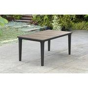 Keter Futura Outdoor Dining Table, Weather-Resistant Resin with Wood-Look Top, Rectangular, Ashwood and Graphite, 65 in, 264030