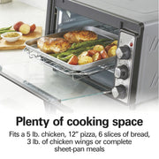 Hamilton Beach Sure-Crisp 6 Slice Air Fry Toaster Oven with Easy-View Window, Silver with Black and Stainless Steel Accents, 31480