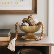 Nuptio Distressed Gold Metal Decorative Compote Bowl, 7 in Wide Brass Pedestal Vase, Pack of 10