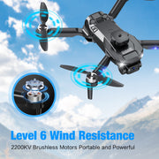 AUOSHI F196 Drones with Camera for Adults 6K, 1080P FPV RC Quadcopter for Kids Beginners with 3 Batteries