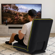 Seenda Gaming Chair, Floor Reclining, Multi-Position Adjustable, Foldable, Padded Backrest and Cushion, Black, GCP-10