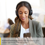 Jabra Evolve2 75 Wireless Over-Ear Headset with Advanced Active Noise Cancellation, 8-Mic Technology, USB-C, Charging Stand, Black