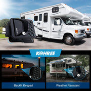Kohree RV Door Lock Keyless Entry, 4-in-1 Fingerprint Bluetooth App Keypad Remote Control, Black Metal Body, KR3414-WR