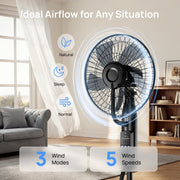 COWIN Pedestal Misting Fan with 4L Water Tank, 5 Speeds, 3 Modes, Remote Controlled Oscillating Standing Floor Fan for Home Bedroom Patio