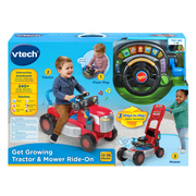 VTech Get Growing 3-in-1 Tractor and Mower Ride-On, Interactive Sound Effects, Light-Up Educational Buttons, Toddler Toy, 12-36 Months, Multicolor