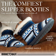 Minnetonka Betty Women's Faux Fur Slippers, Striped Turquoise Multi, Small
