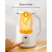 TWOMEOW DJJB608K 6 in 1 Nut Milk Maker Blender, 20oz Capacity, 304 Stainless Steel Interior, Self-Cleaning, Keep Warm Function, Cream Countertop Blender