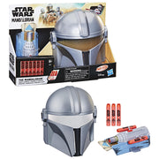 Hasbro Nerf Star Wars Mandalorian Mask and Gauntlet Blaster Set with 6 Elite Darts, Gray and Blue