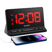 SHARP Dual Alarm Clock with Jumbo Time Display & 2 AMP USB Charge Port