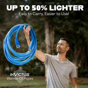 Invictus 100 Ft Garden Hose, Heavy Duty, Kink Resistant, Drinking Water Safe, Flexible Lightweight Design, Crush Resistant Fittings, 400 PSI, Blue, 6600