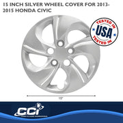 Coast2Coast Wheel Cover Set, 15 Inch, 5 Twisted Spoke, Silver, Pack of 4, IWC51015S
