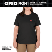 Milwaukee Women's GRIDIRON Pocket Work Utility Shirt, Tear Resistant, Moisture-Wicking, Black, Medium, F451B-M