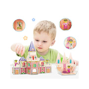 PicassoTiles 60 PC Princess Castle Theme Magnetic Building Blocks with Double Sided Printed Tiles and 2 Character Figures STEM Educational Toy Kit for Kids Ages 3 to 8 PTQ04