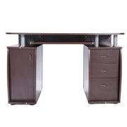 FCH Ktaxon Brown Computer PC Desk Home Office Study Writing Table 3 Drawers Bookcase, Coffee