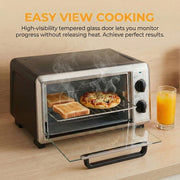 Gianna Toaster Oven Countertop, 10.6 Quart, Silver, 1000W, Bake Toast Broil, 30-Minute Timer, Includes Baking Pan and Rack, Up to 400F