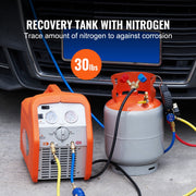 KFFKFF 30 LBS Refrigerant Recovery Cylinder, 400 PSI Durable HP295 Steel Portable Tank with Dual-Use Brass Y-Valve for Liquid and Vapor, Compatible with R22 R134A R410A LX-33629