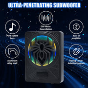 SLUMLOVE 10 Inch Car Subwoofer and Amp Package, 1250W Peak Power, Slim Under-Seat Design, RGB LED Lights, Aluminum Enclosure