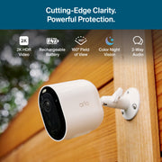 Arlo Pro Outdoor Security Camera 2K HDR, Wireless, Rechargeable Battery, Color Night Vision, 160 Field of View, 2-Cam Pack, White, VMC4270P-100NAS