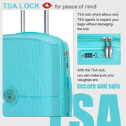 Landisun LA-PP04-Lake Blue Luggage Sets 3 Piece, Hard Shell Expandable Suitcase Set with Double Spinner Wheels Lake Blue