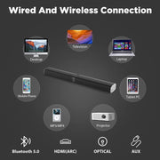 Assist Trust KY8000 TV Sound Bar, 50W Stereo 360 Surround Sound, Bluetooth 5.0, 2 in 1 Detachable Design, HDMI ARC, Optical, AUX, Remote Control