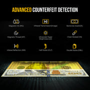 Kolibri KBR-500 Bill Counter Machine, Mixed Denomination, Advanced IR/UV/MG Counterfeit Detection, Multi-Currency Support, Business Grade