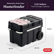 Keter Masterloader Rolling ToolBox with 18in Cantilever Organizer - Heavy Duty