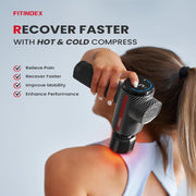 FITINDEX Massage Gun with Heat and Cold Function, LED Display, Back and Neck, Quick Charge 15W, 5 Heads, Gift