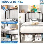 Mainstays 14PBCH01 Crew Twin Metal Platform Bed with Curved Headboard, Black