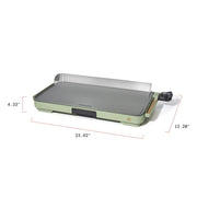 Beautiful XL Electric Griddle, 12x22 in, EverGood Ceramic Nonstick, Detachable Stainless Steel Backsplash, Removable Drip Tray, Sage Green, 1500-Watt Heating, 19980