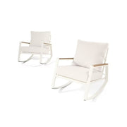 Better Homes & Gardens BH5708811816018 Marlow Outdoor Patio Rocking Chairs 2 Pack, White Steel Frame, Cream Cushions