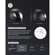 KFFKFF Full Face Motorcycle Helmet with Dual Swappable Visors, Removable Washable Liner, Advanced Ventilation, DOT Certified, Matte Black, Size M, MD-803