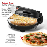 Virtu WM-V-PO-BLK Electric Pizza Oven & Pizza Maker Machine, 12 Inch Pizza cooker for Kitchen Countertops, Black