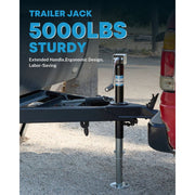 Kohree 5000lb A-Frame Trailer Jack, Adjustable Height 11.4-37.2 in, Dual Power and Manual Operation, Black, 15-Inch Vertical Lift, KR1288-WR
