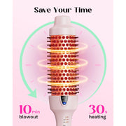 Wavytalk 186DI Thermal Brush for Blowout Look, 1 1/2 inch Ionic Heated Nylon Brush Get Natural Curls, Pink