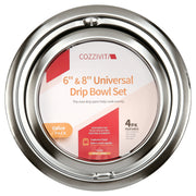 COZZIVITA GE WB31T10010/11 4-Pack Electric Stove Drip Pans, Stainless Steel, Thickened Anti-Bend & Rust-Resistant