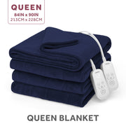 Sunbeam Electric Heated Bed Blanket, Ultra-Soft Microplush, 12 Heat Settings, Navy, Queen 90 x 84 in