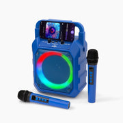 JOYC Mic Drop Karaoke Machine with 2 Wireless Mics & RGB Lights, Blue - High Quality