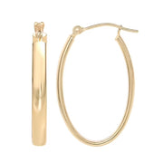 Brilliance Fine Jewelry Womens 14K Yellow Gold Oval Hoop Earrings