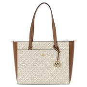 Michael Kors Maisie 3-in-1 Large Top Zip Tote Bag with Crossbody Pouch and Wristlet, Vanilla Brown, 35T1G5MT7B-149