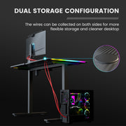 GTRACING Adjustable Height RGB Electric Sit or Stand Computer Desk w/LED Lights, Black