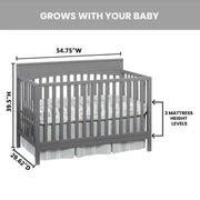 M Design Village 67011550 Oxford Baby Harper 4-in-1 Convertible Crib Dove Gray GreenGuard Gold Certified Wooden Crib