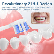 Marchpower 2001 Electric Toothbrush and Water Flosser Combo, Cordless 2-in-1 Dental Cleaning Tool with 6 Modes, Memory Function, USB-C Charging, IPX7 Waterproof, White