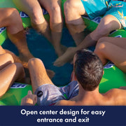 WOW Sports Stadium Islander Floating Island, Heavy-Duty PVC, Seats 6 Adults, 14-Inch Backrest, Mesh Seats, 8.5 ft Diameter, Includes Reinforced Grommet with Rope