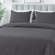 Quilt Set Queen Size - Lightweight Quilts Summer Bedspreads for All Season 3 Piece (1 Quilt  2 Pillow Shams) - Dark Grey