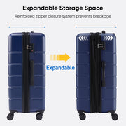 edx 24 Inch Hardside Expandable Luggage with 360 Spinner Wheels, TSA Lock, Adjustable Telescopic Handle, Blue